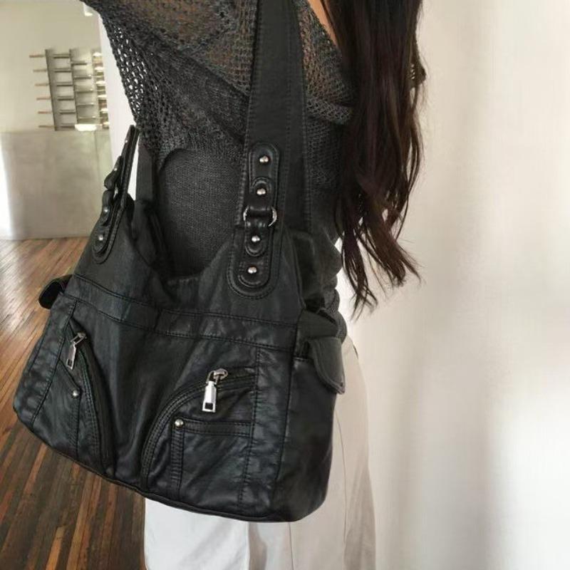 YK Tasche Spice Girl Achseltasche Harajuku Mehrzwecktasche Reißverschluss Lokomotive Tasche weiches PU-Leder Schulter-Crossbody-Handtasche
