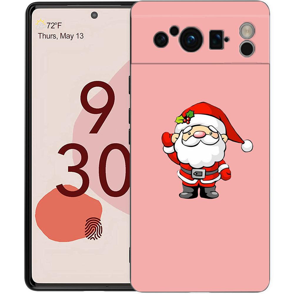 Funny Cartoon New Year Christmas Santa Phone Case For Google Pixel 9 8 7 6 Pro XL 8A 6A 7A 5G Soft TPU Black Cover Fundas