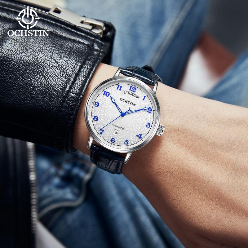 New Fashion Trend Mechanical Watch Leather Waterproof Double Calendar Automatic Mechanical Men's Watch Agent