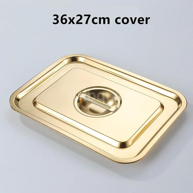 Gold Golden 304 Stainless Steel Plate Storage Tray Rectangular Square Oven Basin Baking Pot Dish Deep Bbq Cafeteria Soup Bowl