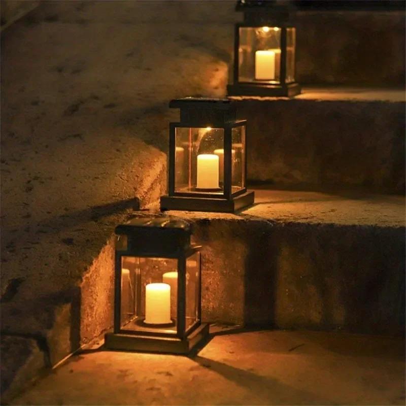 1/2PCS Garden Decor Outdoor Solar Lights Retro Palace Lantern Lights Hanging Candle Lamps Landscape Lighting Floor Lights