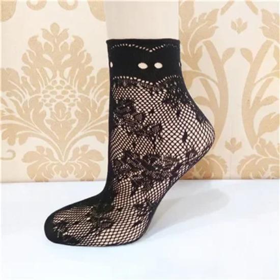 Elegant Women Lovely Girls Summer Fashion Sexy Lady Soft Black Lace Ruffle Fishnet Mesh Short Ankle Socks Ultrathin