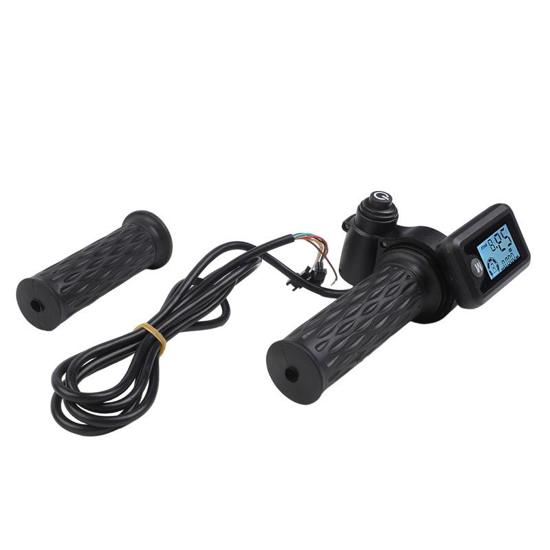Acelerador de Manillar para Bicicleta Eléctrica con Pantalla LCD para Velocidad y Voltaje Longitud del Cable 170cm Se Adapta a Sistemas de 36/48/60/72V Incluye Par
