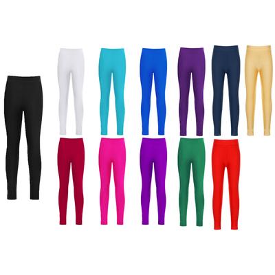 Kids Girls Elastic Waistband Stretchy Long Pants Leggings for Skating Casual Sports