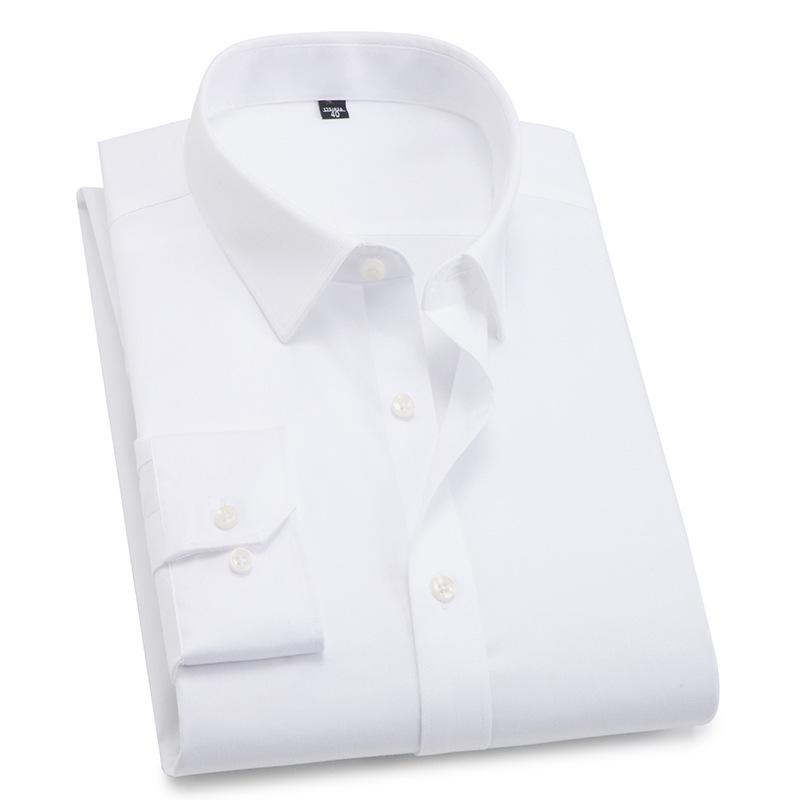 Men's White Long Sleeve Professional Business Shirt with Optional Short Sleeve and Tie