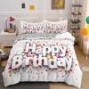 Happy Birthday Duvet Cover King Queen Size 2 3PCS Polyester Bedding Set For Kids Boys Girls Cartoon Party Gift