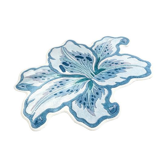 Modern Home Decor Mat Lily Shape Floor Mat, Absorbent Velvet Rug for Bathroom And Entrance, Non-slip Decorative Flower Bedroom Dressing Table,