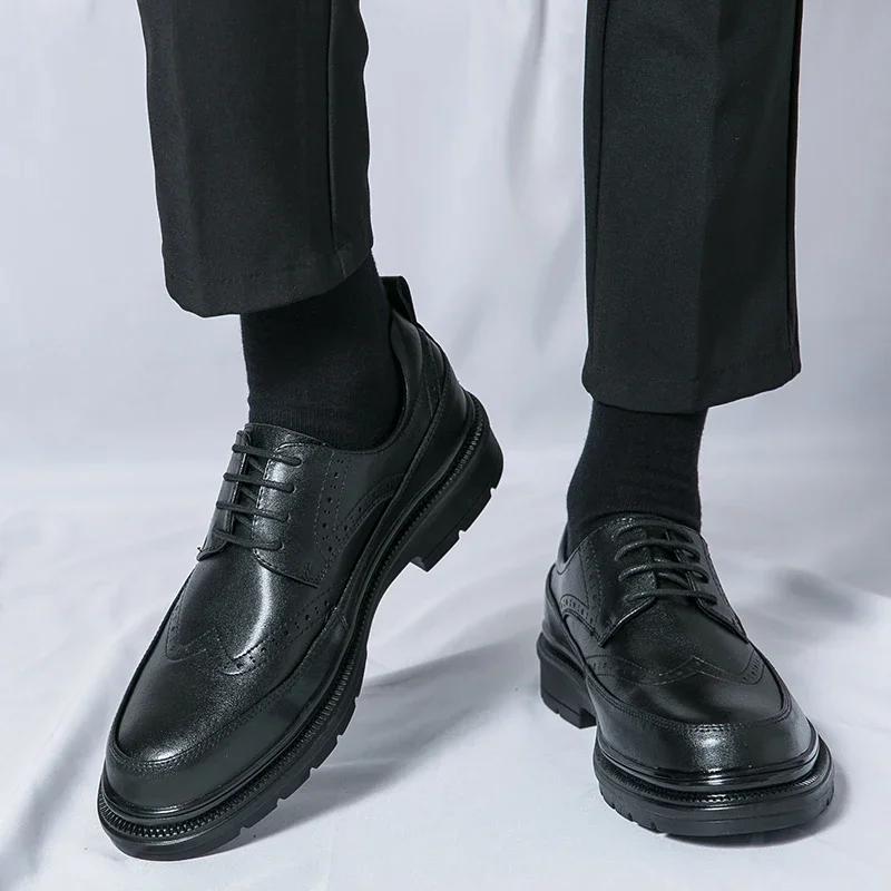 Gentleman Retro Business Leather Shoes Formal Dress Office Shoes Men's Wedding Black Shoes Brown Free Shipping British Style