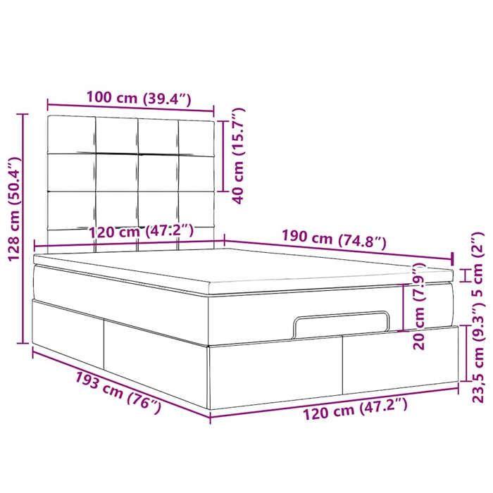 VidaXL Cadre de lit ottoman avec matelas bleu foncé 120x190 cm velours, cadre de lit, cadre de lit rembourré, cadre de lit 3313461
