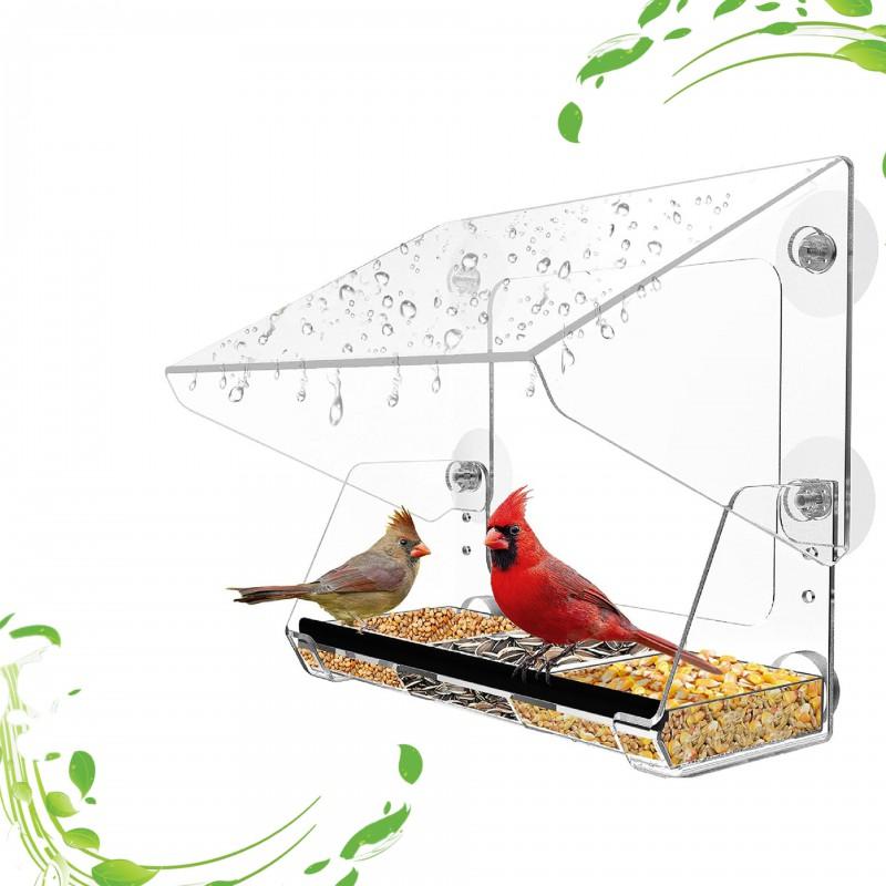 Transparent Window-Mounted Bird Feeder Hummingbirds With Strong Suction Cup Plastic Waterer House