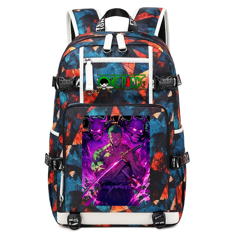 One Piece Zoro Anime Backpack Large Capacity School Bag for Teens Kids