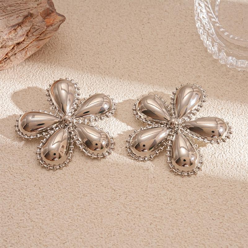 Vintage Gold Color Flower Starfish Geometric Stud Earrings for Women Exquisite Irregular Metal Leaf Earrings Aesthetic Zircon