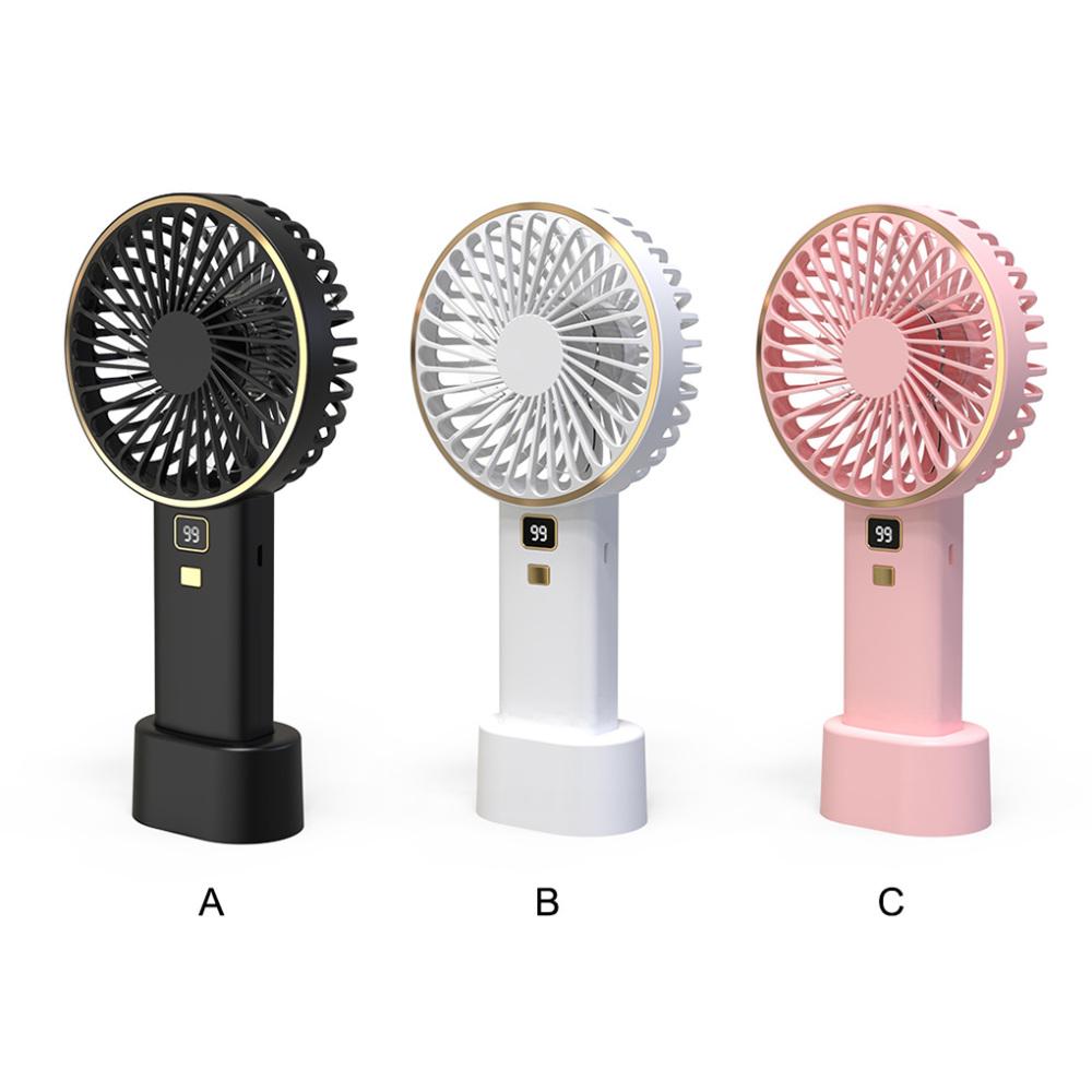 USB Mini Fan Şarj Edilebilir Taşınabilir El Fanı Dijital Ekran Tembel Geçici Seyahat Alışveriş Soğutma Ev Araba Hava Soğutucu