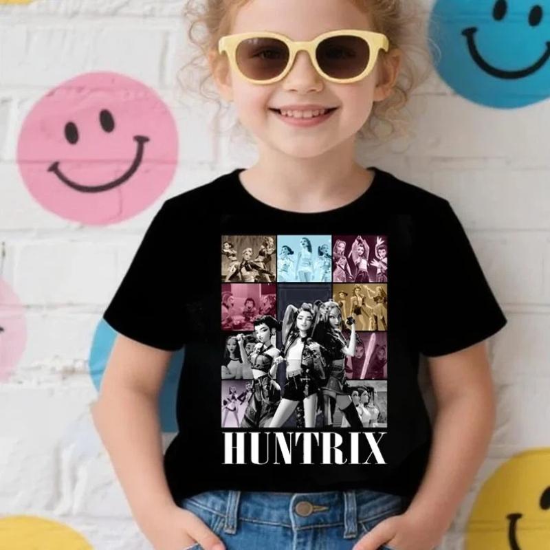 New Girls T Shirt Kpop Demon Hunters Children's T Shirt Birthday Short Sleeve Saja Kids Tee Top Girls Boys Family Clothing