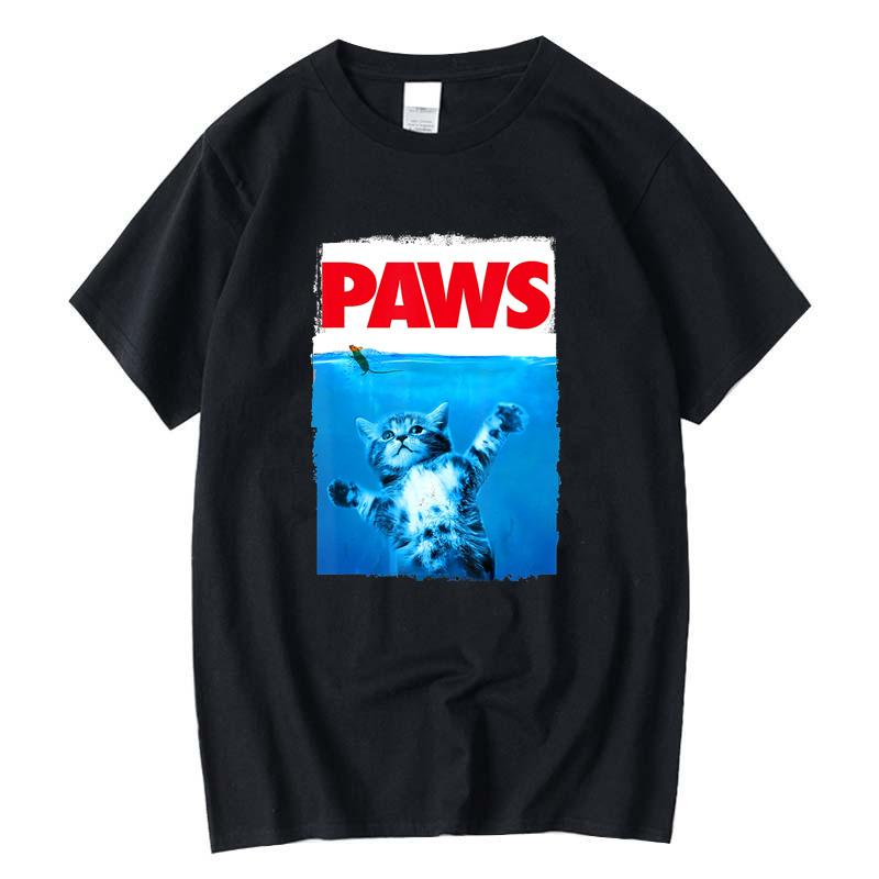 Vintage Paws Cat and Mouse Top Cute Funny Cat Lover Parody Short Sleeve Summer T Shirts Oversized Male Men's Washed Tee Shirt