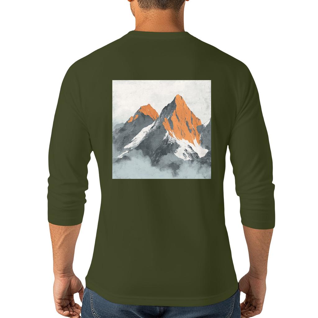 Men's casual and fashionable printed round-neck three-quarter sleeve top T-shirt