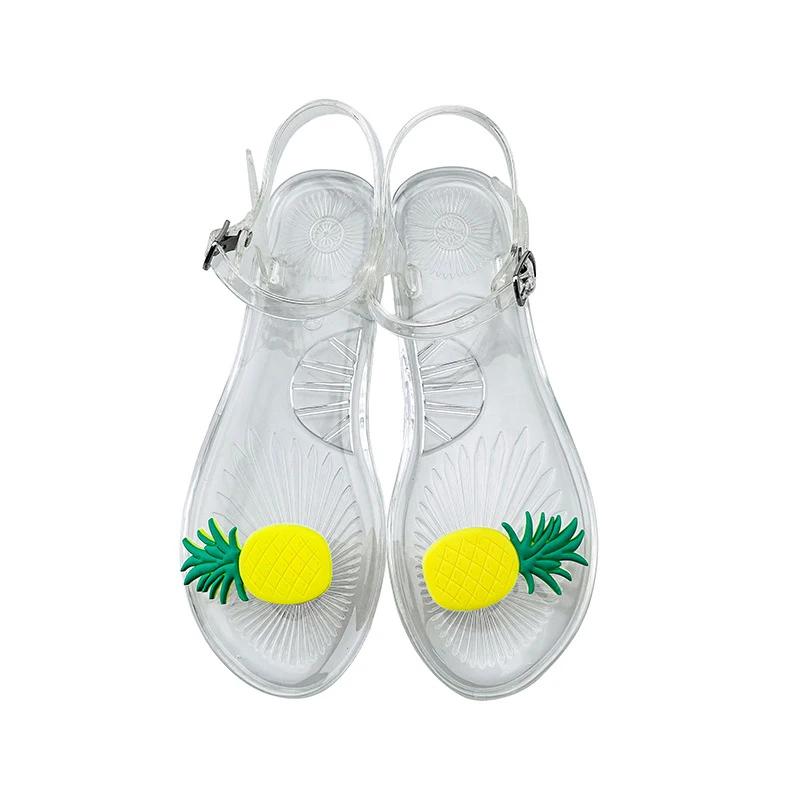 Fashion Women Fruit Sandals Transparent PVC Flat Flip-flop Sandal Ladies 2025 Summer Outdoor Fashion Non-slip Buckle Strap Beach Shoes