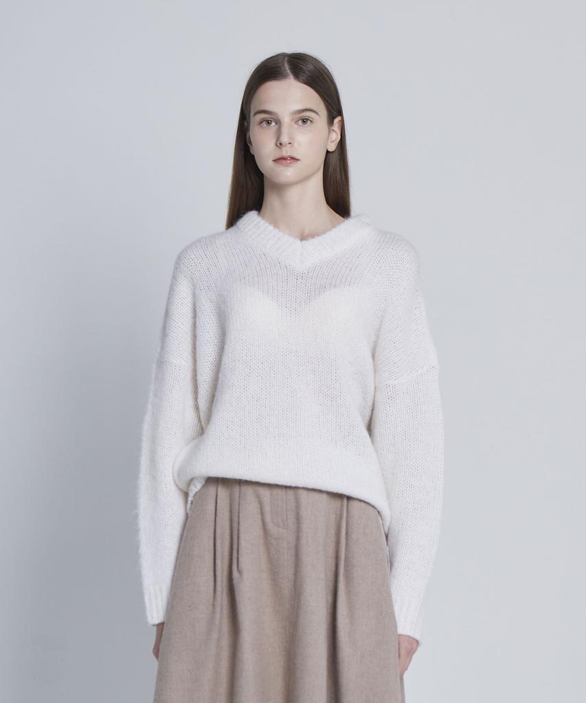 Moseu V-Neck Pullover Knit_Ivory