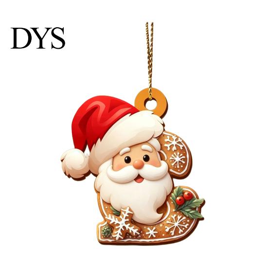 Reusable Acrylic Snowflake Berry Ornaments 2D Flat Christmas Ornaments, Gingerbread Letter Pendant with Santa Claus, Decorative Cookie Initial