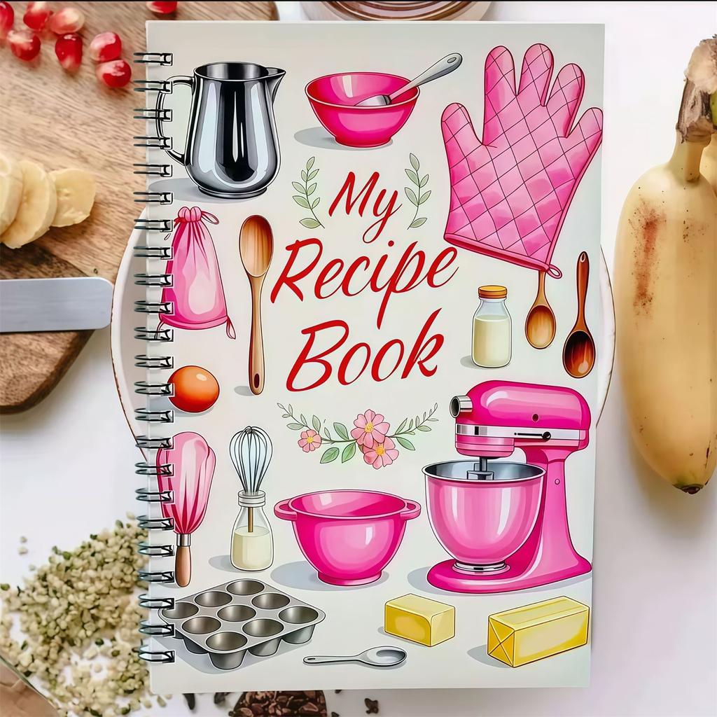 My Recipe Book, Diary, Kitchen Cooking Spiral Notebook, Glove Schedule
