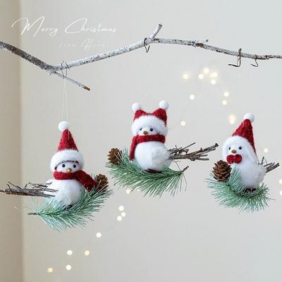 Foam Simulated Foam Bird Cloth Plush Christmas Tree Decoration Lightweight Red White Hanging Bird Christmas Decoration