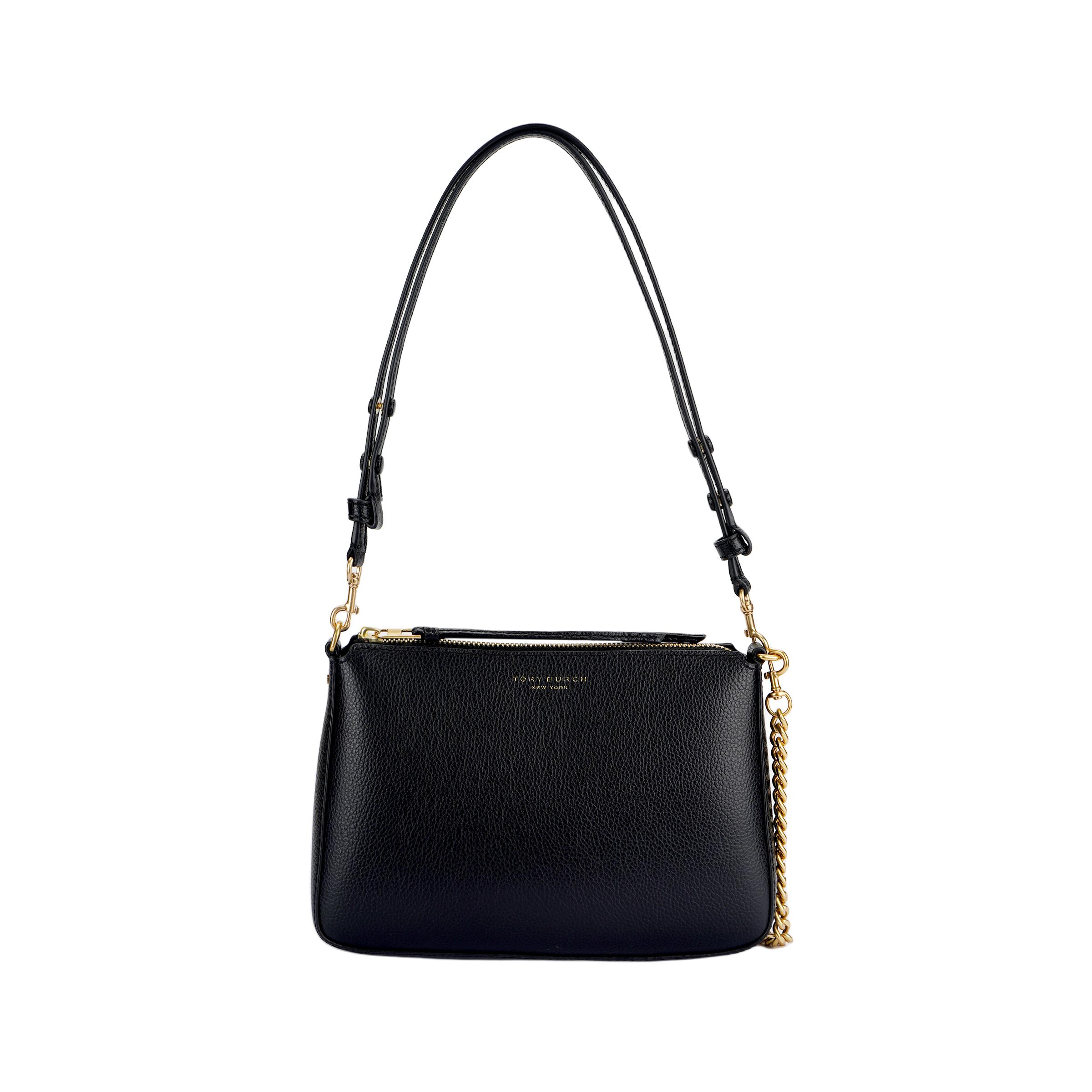 

Tory Burch Perry Adjustable Detachable Shoulder Strap Leather Shoulder Bag Small Women shoulder bag Black 177245-001 Basic Set (Bag+Dust Bag)