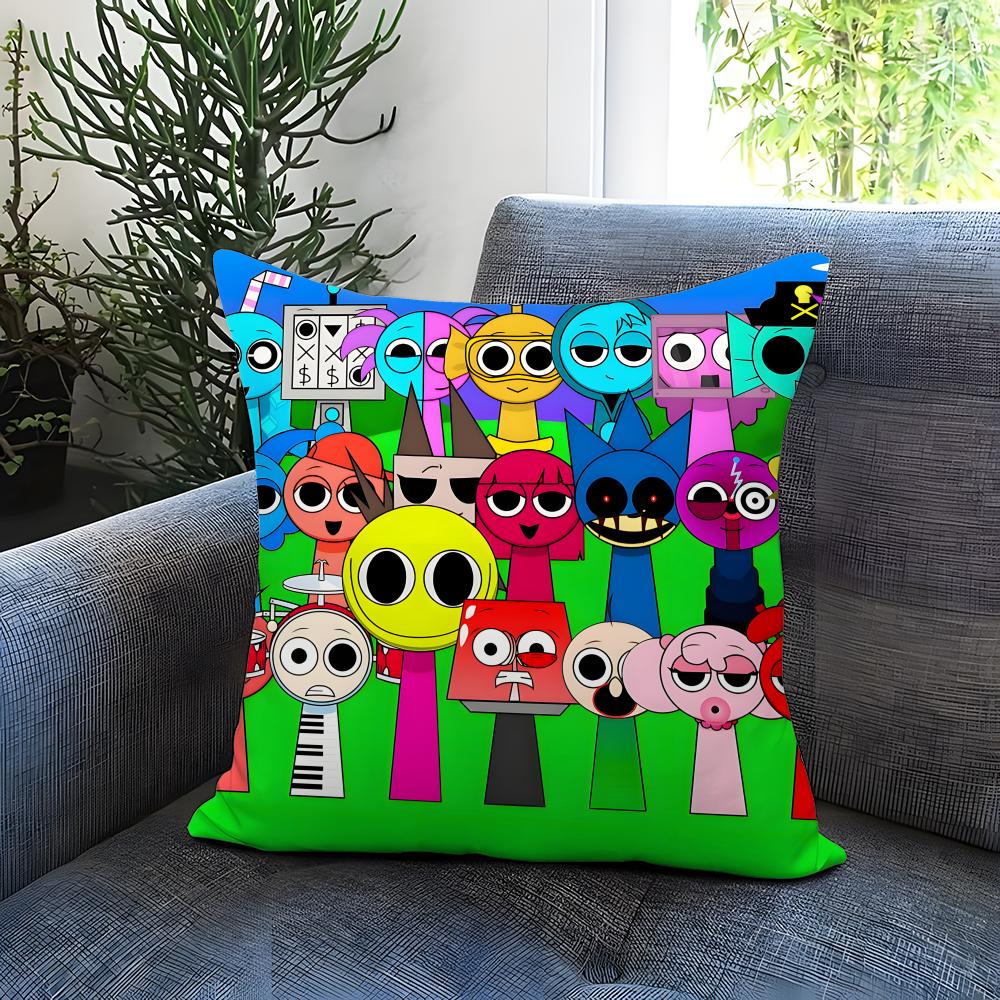 Popular Game Character Sprunki Cushion Cover Comfortable Reversible Pillow Cover Ideal for Car Sofa Bedroom Beyond