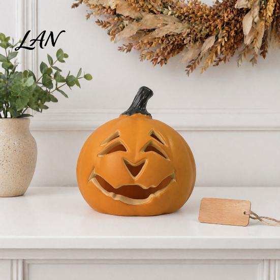 Simulated Pumpkin Light Halloween Creepy Light, Jack-O-Lantern Decoration, Scary Indoor Outdoor Hollow Lamp for Holiday Parties Smiling Night