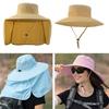 Unisex Bucket Hat with Shawl Waterproof Outdoor Hiking Fishing Cap Removable Big Eaves Face Neck Protection Sunscreen Caps Men
