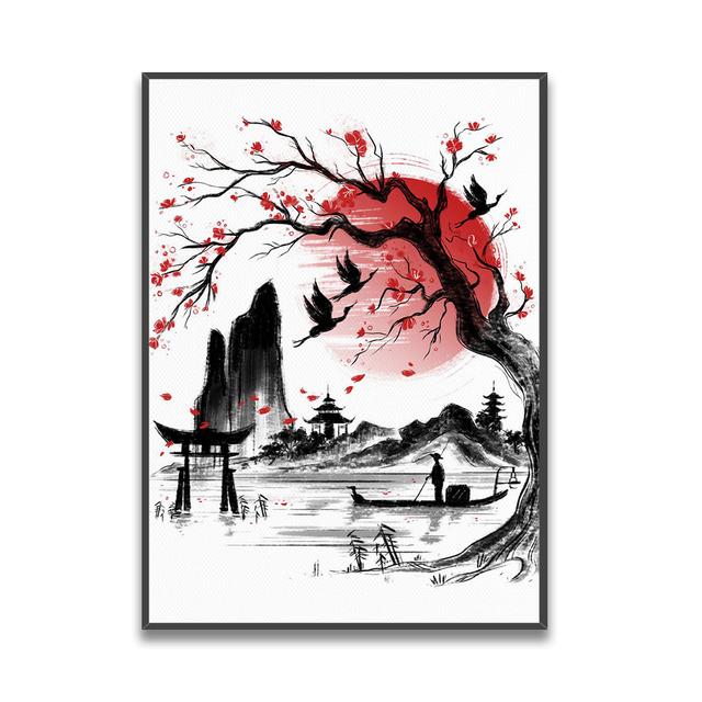 

Плакат с самураем и принты, японское украшение, гейша, абстрактная настенная живопись на холсте, современная HD картина, домашний декор для гостиной 40x50cm no frame