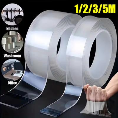 1/2/3/5M 1Rolls Nano Tape Double Sided Adhesive Tape Waterproof Reusable Wall Sticker Cleanable Kitchen Bathroom Home Hardware Supplies
