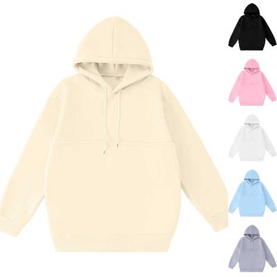 Women's Fashion Solid Color Casual Hooded Loose All-match Sweatshirt