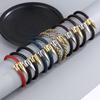 Men's Leather Magnetic Clasp Bracelet with Stainless Steel Nails