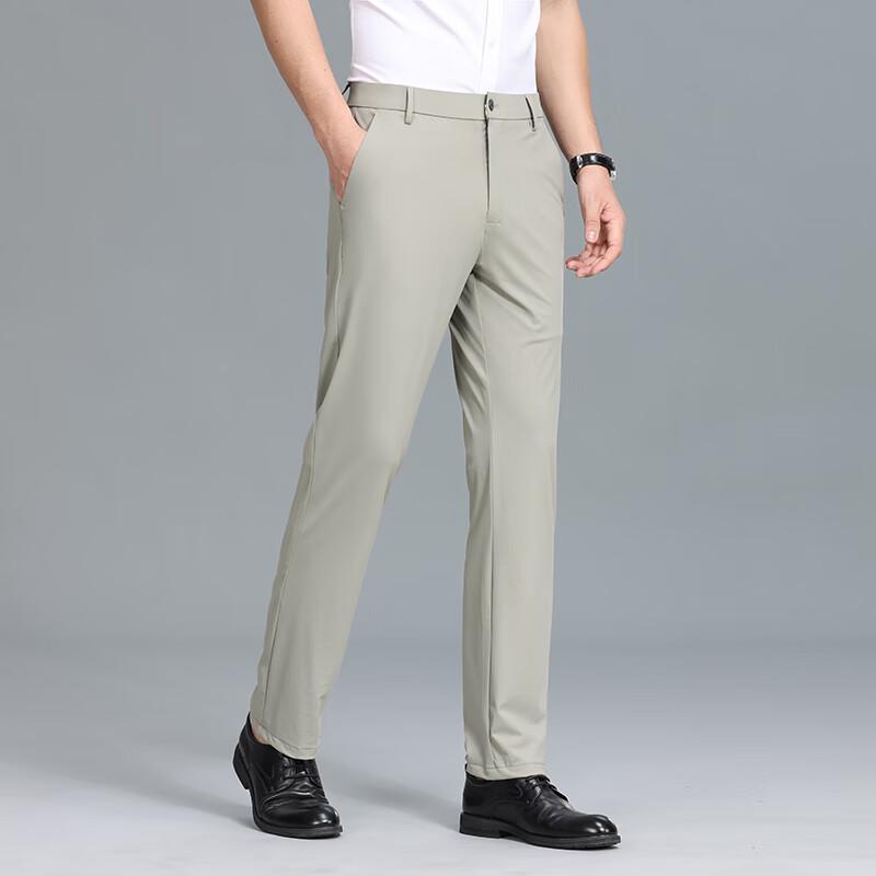 Yiliteng Men's Ice Silk Stretch Casual Trousers