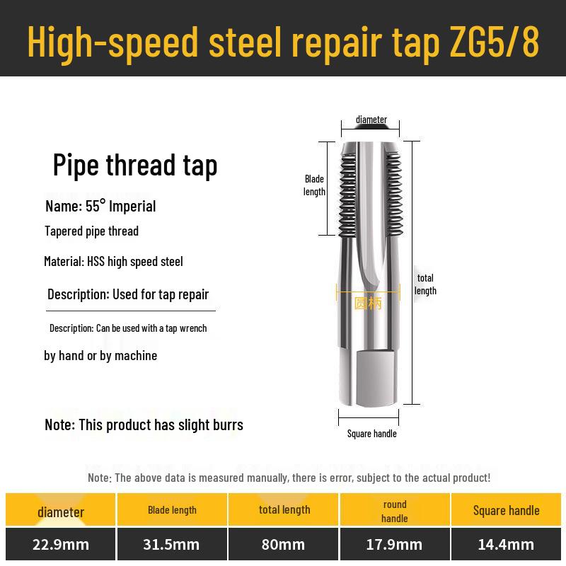 55° Imperial Non-Sealing Cylindrical Pipe Thread Tap/Thread Mill Drilling Bit, 60° US Sizes 2, 3, 4.