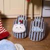 Warm edge cute fun cartoon kitten fish pattern striped slippers home warm cute indoor non-slip cotton slippers women