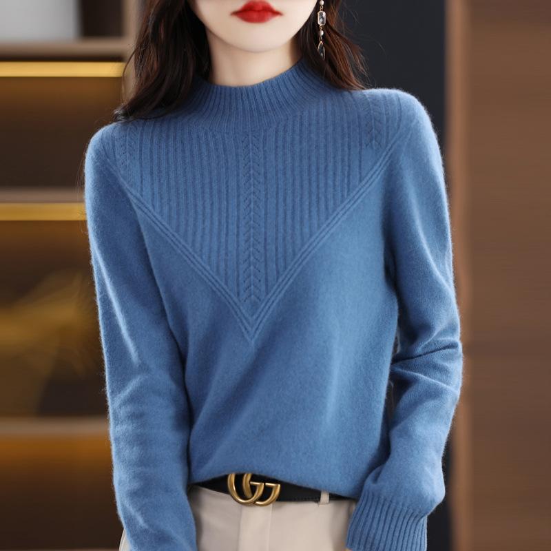 

Кардиган с полувысоким вырезом и ажурной вязкой для женщин в осенне-зимнем стиле, готовый к носке кашемировый свитер первой линии, мягкий, приятный к коже базовый топ-рубашка XXL