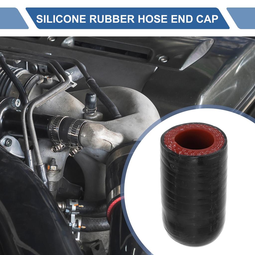 X AUTOHAUX 1 Set 40mm Length 16mm/0.63" ID Black Red Car Silicone Rubber Hose