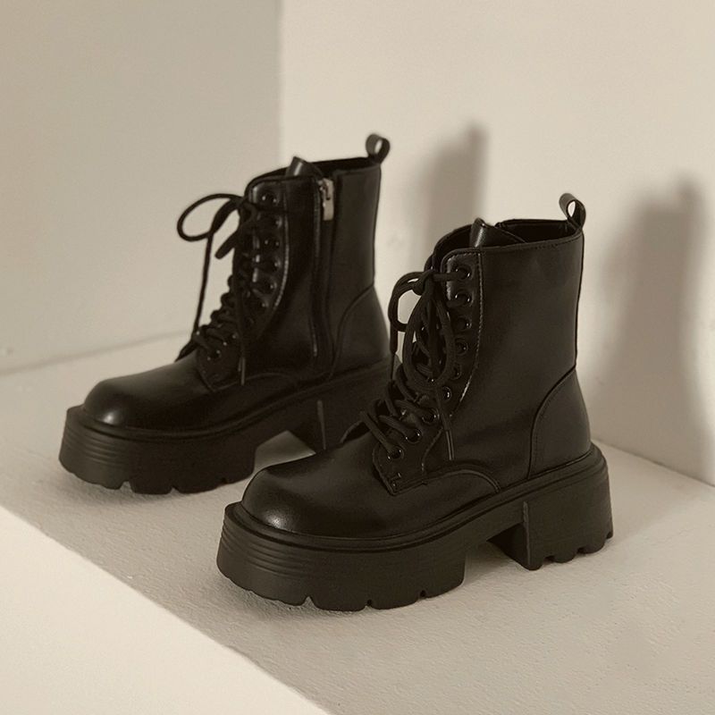 Short boots women's Martin boots 2025 autumn and winter new small thick-soled heightened British wind locomotive boots ins tide