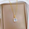 Luxury Bling Geometric Zircon Crystal Pendant Necklace for Women Stainless Steel Chain Fashion Jewelry Party Wedding Accessories