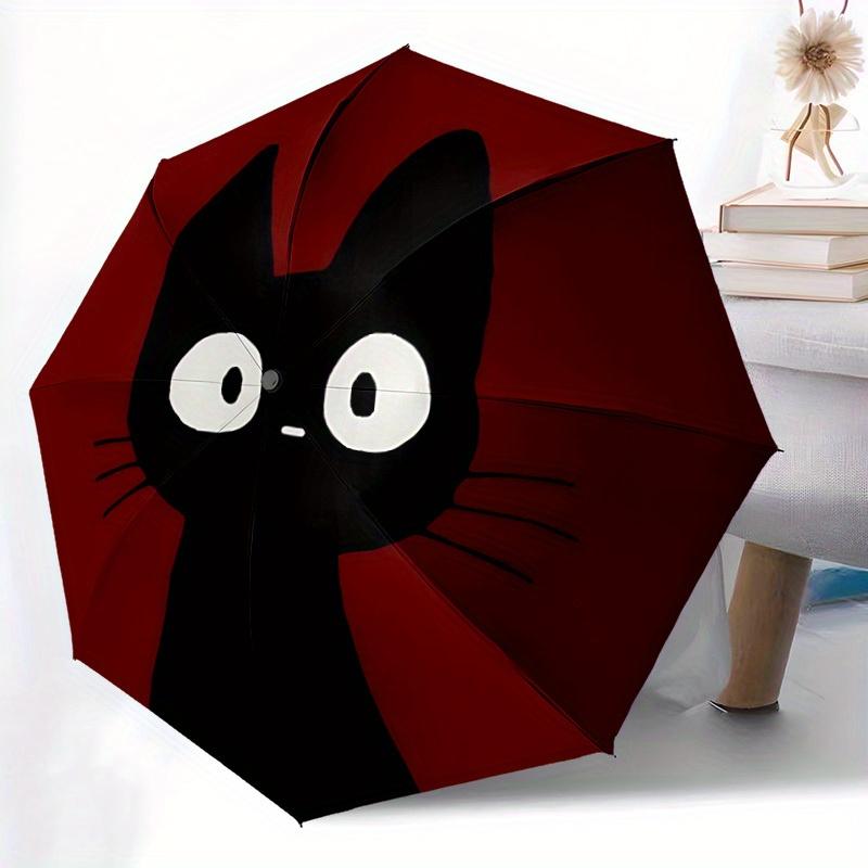 1pc Cat Circle Automatic Open/close Folding Compact Cute Umbrella, 8-Rib Sturdy Canopy, Lightweight Portable, Commuting Use, Gift, 080