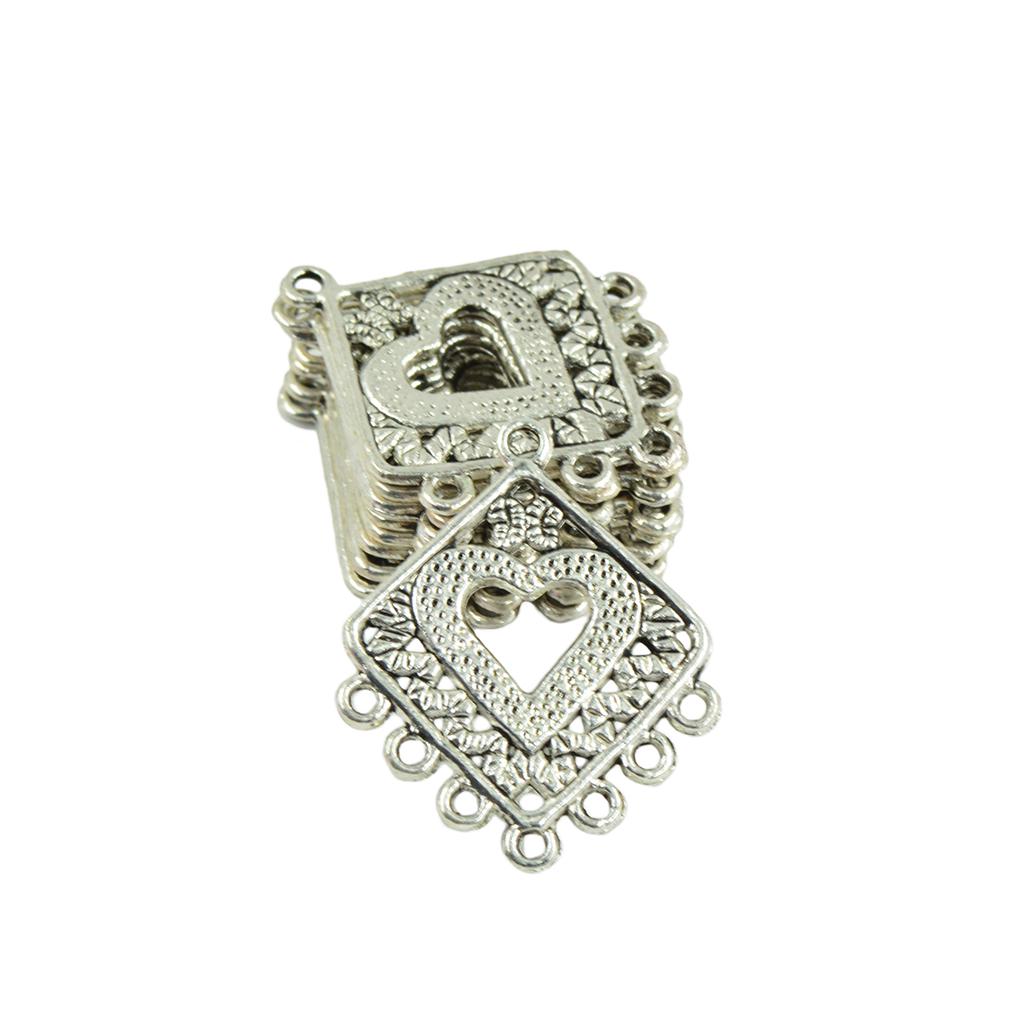 30 Pieces Heart Silver Charms Pendant Connectors DIY Crafts Jewelry Making