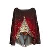 Ladies' Fashionable Casual Long Sleeved Christmas Printed Round Neck Knitted Yarn