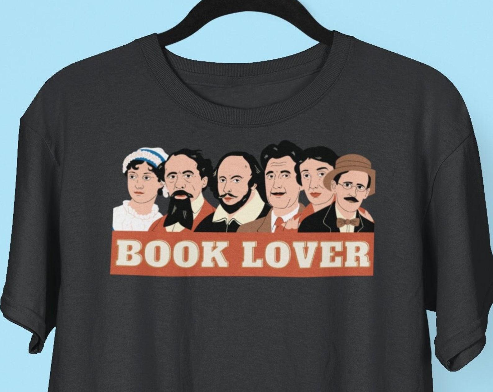Book Lover Favorite Writers T shirt, English Literature Shirt, Shakespeare, Jane Austen, James Joyce, Charles Dickens, George Orwell, Woolf 2XL