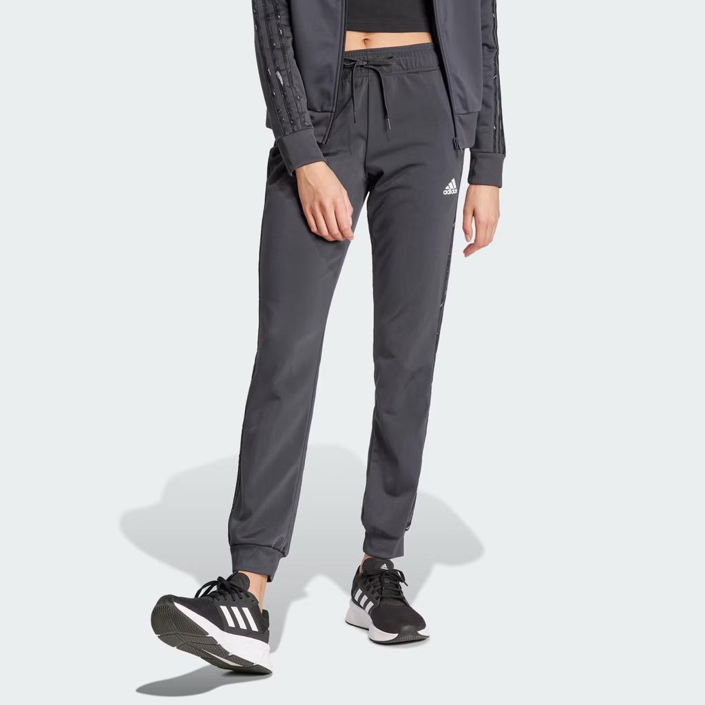 Adidas Striped Drawstring Cuffed Knit Joggers Women Joggers Dark-Gray IN9935
