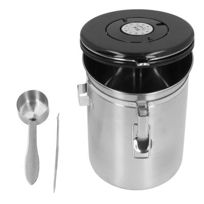 Airtight Coffee Canister 304 Stainless Steel Coffee Bean Storage Container with Coffee Art Pen and
