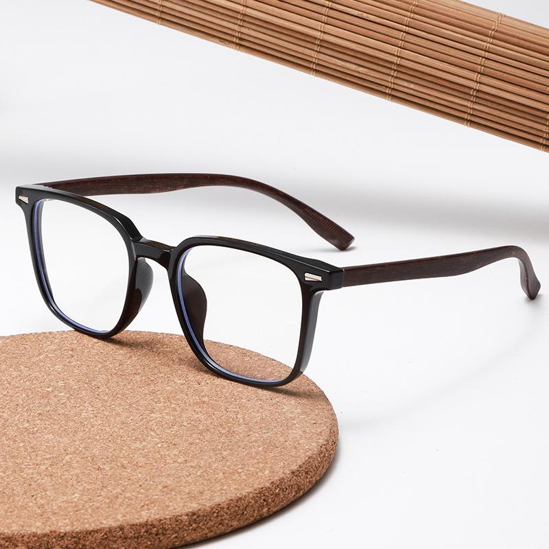 Literary Retro Wood Grain Large Frame Glasses, Anti-Radiation & Blue Light, TR Ultralight, Trendy Unisex High-End M03.