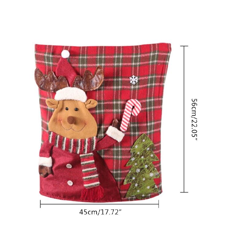 Xmas Reindeer Chair Slipcover Protector for Kitchen Hotel Holiday Party Decor