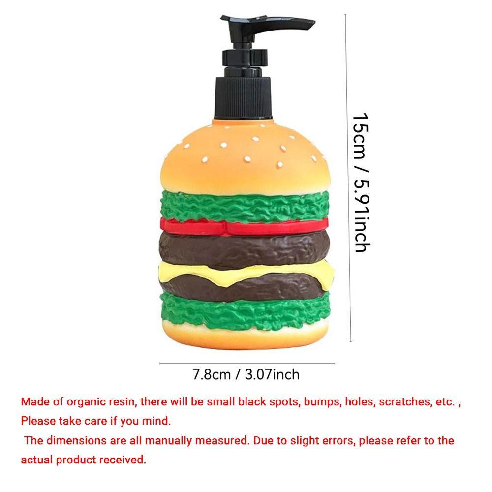 Cartoon Hamburger Shaped Soap Dispenser Refillable Cute Liquid Lotion Storage Bottles Manual Press Multifunctional