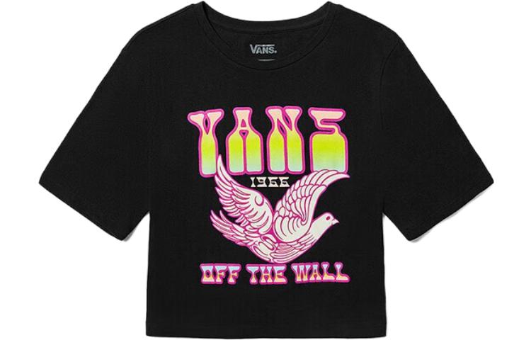 Vans Dove Crop Crew T Shirts Women's Black Crew Neck Moderate Straight Fit VN0003MBBLK